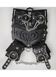 Черный ажурный кожаный набор фиксаций - Crazy Handmade - купить с доставкой в Батайске