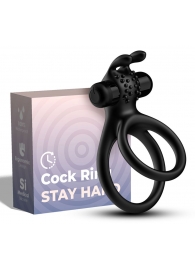 Черное эрекционное виброкольцо с подхватом мошонки Stay Hard - Boys of Toys - в Батайске купить с доставкой