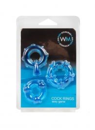 Набор из 3 синих эрекционных колец с различным рельефом - Erowoman-Eroman - в Батайске купить с доставкой