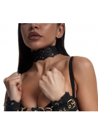 Черный ажурный чокер с золотистой фурнитурой - Crazy Handmade - купить с доставкой в Батайске