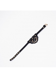 Черный чокер с клепками и золотистой фурнитурой - Crazy Handmade - купить с доставкой в Батайске