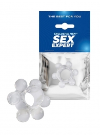 Прозрачное эрекционное кольцо с 6 стимулирующими шариками - Sex Expert - в Батайске купить с доставкой