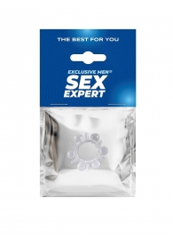 Прозрачное эрекционное кольцо с шариками и шипами - Sex Expert - в Батайске купить с доставкой
