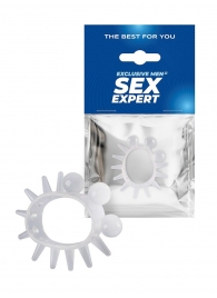 Эластичное эрекционное кольцо с шариками и лучами - Sex Expert - в Батайске купить с доставкой