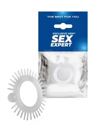 Эластичное эрекционное кольцо с шипиками и шариком - Sex Expert - в Батайске купить с доставкой