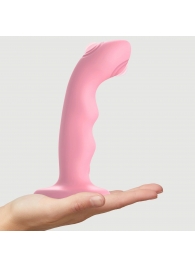 Розовая насадка-стимулятор Strap-On-Me Tapping Dildo Wave - Strap-on-me - купить с доставкой в Батайске