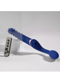 Синий безремневой страпон Multi Orgasm Bendable Strap-On size L с клиторальной стимуляцией - Strap-on-me - купить с доставкой в Батайске