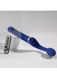 Синий безремневой страпон Multi Orgasm Bendable Strap-On size XL с клиторальной стимуляцией - Strap-on-me - купить с доставкой в Батайске