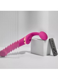 Ярко-розовый безремневой страпон Multi Orgasm Bendable Strap-On size L с клиторальной стимуляцией - Strap-on-me - купить с доставкой в Батайске