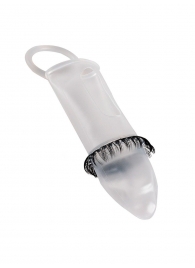 Закрытая насадка на пенис с подхватом мошонки и стимулирующими «ресничками» - Sextaz - в Батайске купить с доставкой