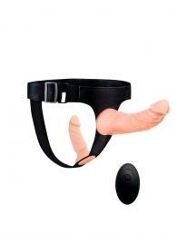 Женский страпон с 2 насадками, вибрацией и пультом ДУ - Erowoman-Eroman - купить с доставкой в Батайске