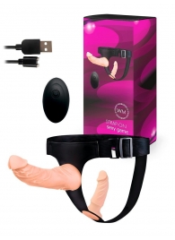 Женский страпон с 2 насадками, вибрацией и пультом ДУ - Erowoman-Eroman - купить с доставкой в Батайске