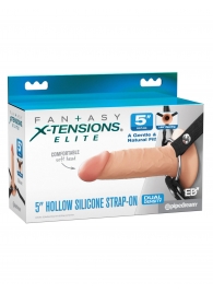 Телесный пустотелый фаллопротез 5’’ Hollow Silicone Strap-On - 14 см. - Pipedream - купить с доставкой в Батайске