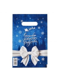Сине-белый подарочный новогодний пакет с вырубной ручкой (20х30 см) - Сима-Ленд - купить с доставкой в Батайске