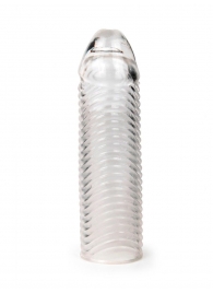 Прозрачная закрытая насадка на пенис с ребрышками - 16 см. - Sex Expert - в Батайске купить с доставкой