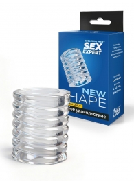 Прозрачная сквозная насадка на пенис с ребрышками - Sex Expert - в Батайске купить с доставкой