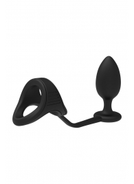 Черное эрекционное кольцо с анальной пробкой Cockstrap With Anal Plug - Dream Toys - в Батайске купить с доставкой