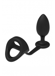 Черное эрекционное кольцо с анальной пробкой Cockstrap With Anal Plug - Dream Toys - в Батайске купить с доставкой
