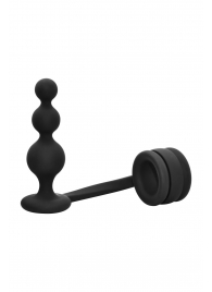 Черное эрекционное кольцо с анальной елочкой Cockring With Beaded Anal Plug - Dream Toys - в Батайске купить с доставкой