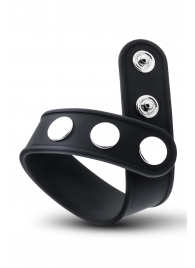 Черное эрекционное кольцо на кнопках - Blush Novelties - в Батайске купить с доставкой