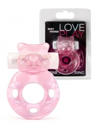Розовое эрекционное виброкольцо в форме мишки - 1137 - в Батайске купить с доставкой