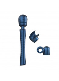 Синий вибромассажёр с насадками Man.wand Edgy - Manwan - в Батайске купить с доставкой