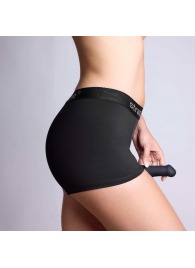 Черные трусики-боксеры для фиксации насадок Strap-on-me Harness Lingerie Allure - size XS - Strap-on-me - купить с доставкой в Батайске