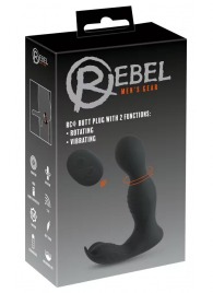 Черная анальная пробка с вибрацией, вращением и пультом ДУ RC Butt Plug with 2 Functions - Orion - в Батайске купить с доставкой