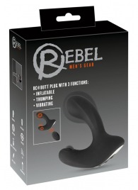 Черная анальная вибропробка с функцией расширения RC Butt Plug with 3 functions - Orion - в Батайске купить с доставкой