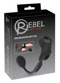 Черное виброкольцо с анальной пробкой Cock Ring with RC Butt Plug - Orion - в Батайске купить с доставкой