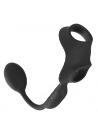 Черное виброкольцо с анальной пробкой Cock Ring with RC Butt Plug - Orion - в Батайске купить с доставкой