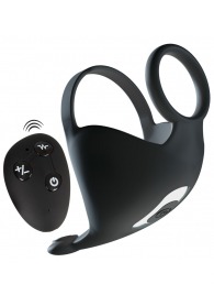 Черная вибронасадка для эрекции и стимуляции мошонки Cock ring with RC ball massager - Orion - в Батайске купить с доставкой