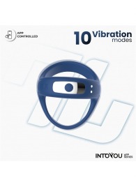 Синее интерактивное эрекционное виброкольцо Rank - Intoyou - в Батайске купить с доставкой