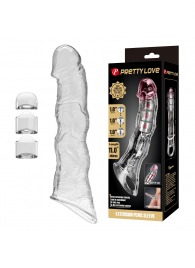 Прозрачный фаллоудлинитель с 3 вставками - 28 см. - Baile - в Батайске купить с доставкой