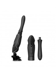 Черная секс-машина с функцией нагрева, насадками и присоской Sesh - Zalo - купить с доставкой в Батайске