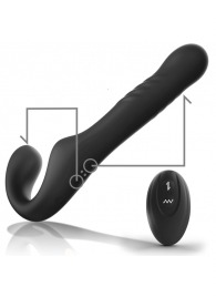 Черный безремневой страпон с вибрацией и возвратно-поступательными движениями - 24 см. - Ibiza - купить с доставкой в Батайске