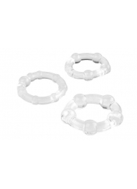 Набор из 3 прозрачных эрекционных колец с разным рельефом - A-toys - в Батайске купить с доставкой