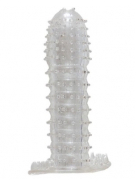 Гелевая прозрачная насадка c шипами - 12 см. - Toyfa Basic - в Батайске купить с доставкой