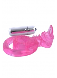 Розовая вибронасадка со стимулятор клитора   Язычок - Toyfa Basic - в Батайске купить с доставкой