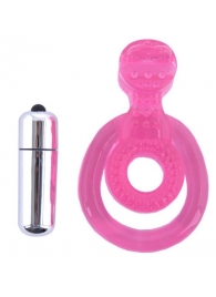 Розовая вибронасадка со стимулятор клитора   Язычок - Toyfa Basic - в Батайске купить с доставкой