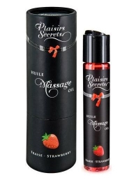Массажное масло с ароматом клубники Huile de Massage Gourmande Fraise des Bois - 59 мл. - Plaisir Secret - купить с доставкой в Батайске