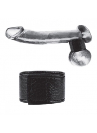 Чёрная утяжка на мошонку 1  Velcro Ball Stretcher - BlueLine - купить с доставкой в Батайске