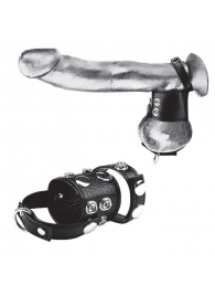Утяжка на пенис и мошонку Cock Ring With 1.5  Ball Stretcher And Optional Weight Ring - BlueLine - купить с доставкой в Батайске