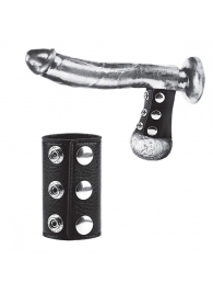 Чёрная утяжка на кнопках 100% PVC STRAP WITH METAL SNAP - BlueLine - купить с доставкой в Батайске