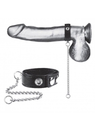 Утяжка на пенис с поводком Snap Cock Ring With 12  Leash - BlueLine - купить с доставкой в Батайске