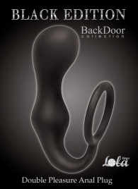 Чёрное эрекционное кольцо с анальной пробкой Double Pleasure Anal Plug - Lola Games - в Батайске купить с доставкой