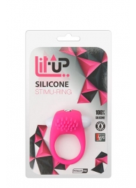 Розовое эрекционное кольцо с щеточкой LIT-UP SILICONE STIMU RING 5 - Dream Toys - в Батайске купить с доставкой