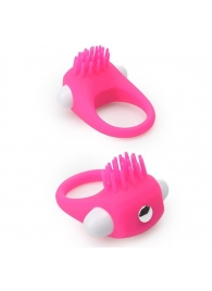 Розовое эрекционное кольцо с щеточкой LIT-UP SILICONE STIMU RING 5 - Dream Toys - в Батайске купить с доставкой