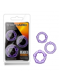 Набор из 3 фиолетовых эрекционных колец Stay Hard Beaded Cockrings - Blush Novelties - в Батайске купить с доставкой