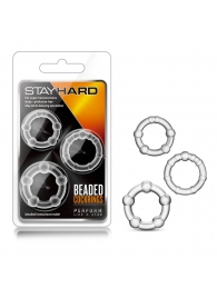 Набор из 3 прозрачных эрекционных колец Stay Hard Beaded Cockrings - Blush Novelties - в Батайске купить с доставкой